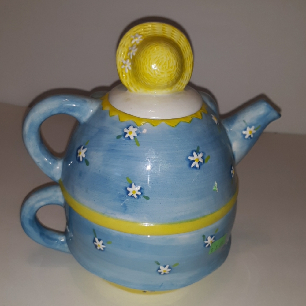Teddy bear girl tea for one stacking teapot&cup - Picture 6 of 6